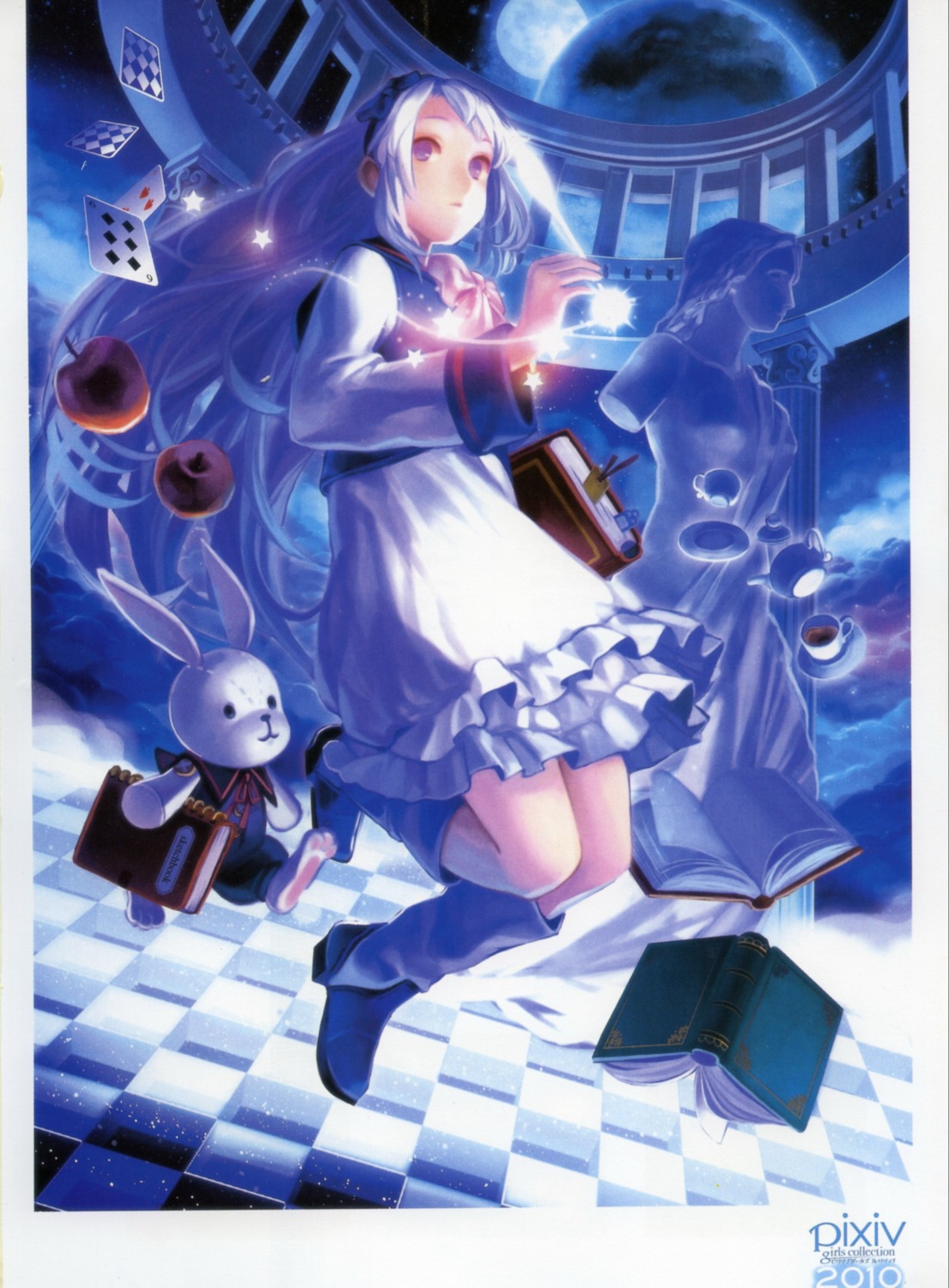 alice, alice_in_wonderland, color_issue, dress, kakyouka, overfiltered, white_rabbit