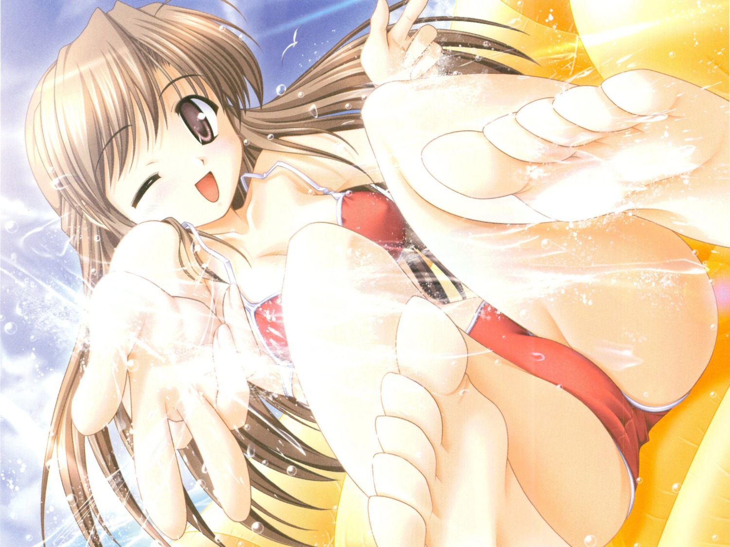 bekkankou, bikini, cleavage, feet, fujieda_honami, swimsuits, tsuki_wa_higashi_ni_hi_wa_nishi_ni, wet