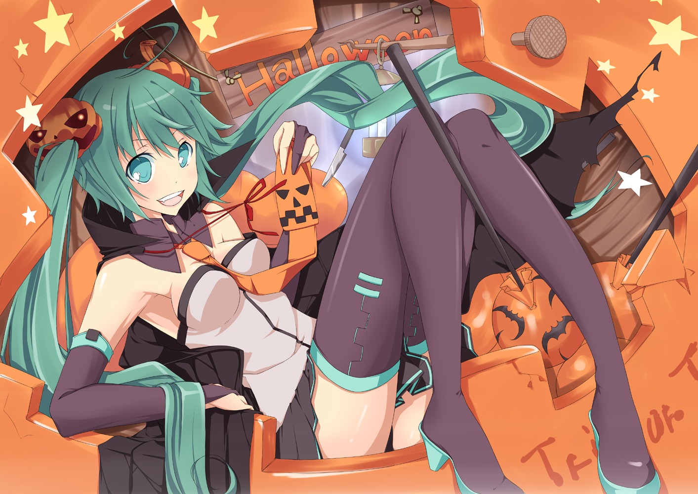 halloween, hatsune_miku, natsuki_yuu_(pixiv1164835), thighhighs, vocaloid