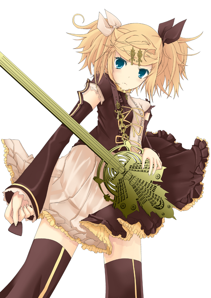 dress, kagamine_rin, meltdown_(vocaloid), natsuki_yuu_(pixiv1164835), thighhighs, vocaloid