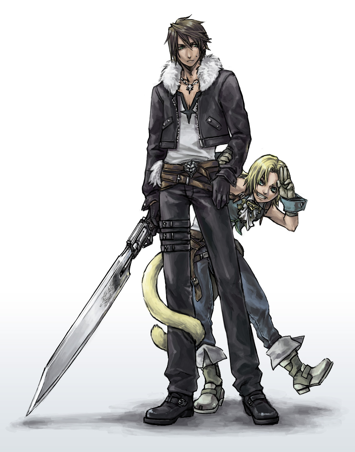 aka_gan_k, dissidia_final_fantasy, final_fantasy, final_fantasy_ix, final_fantasy_viii, male, squall_leonhart, tail