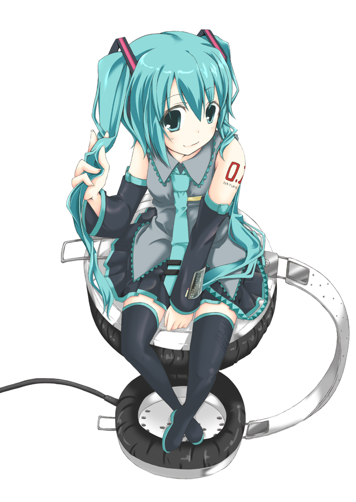 hatsune_miku, headphones, natsuki_yuu_(pixiv1164835), thighhighs, vocaloid