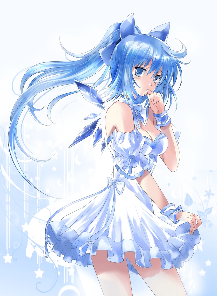 cirno, cleavage, dress, pico_(artist), touhou