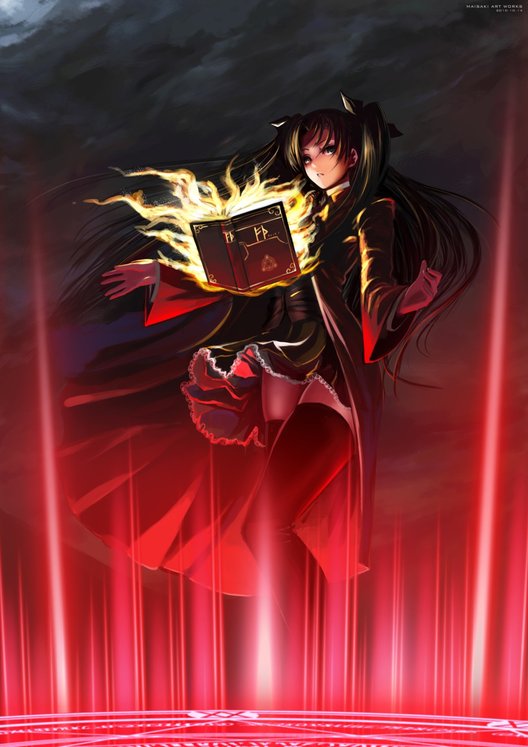 fate/stay_night, maisaki, skirt_lift, thighhighs, toosaka_rin