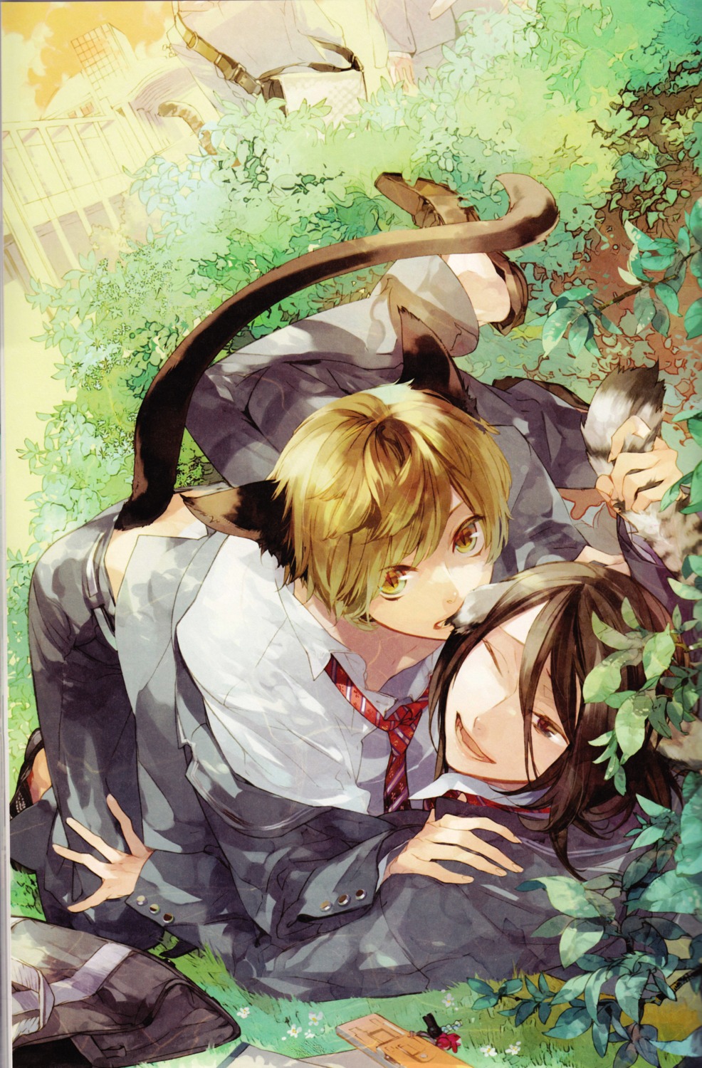animal_ears, binding_discoloration, kazuaki, male, nekomimi, tail, yaoi