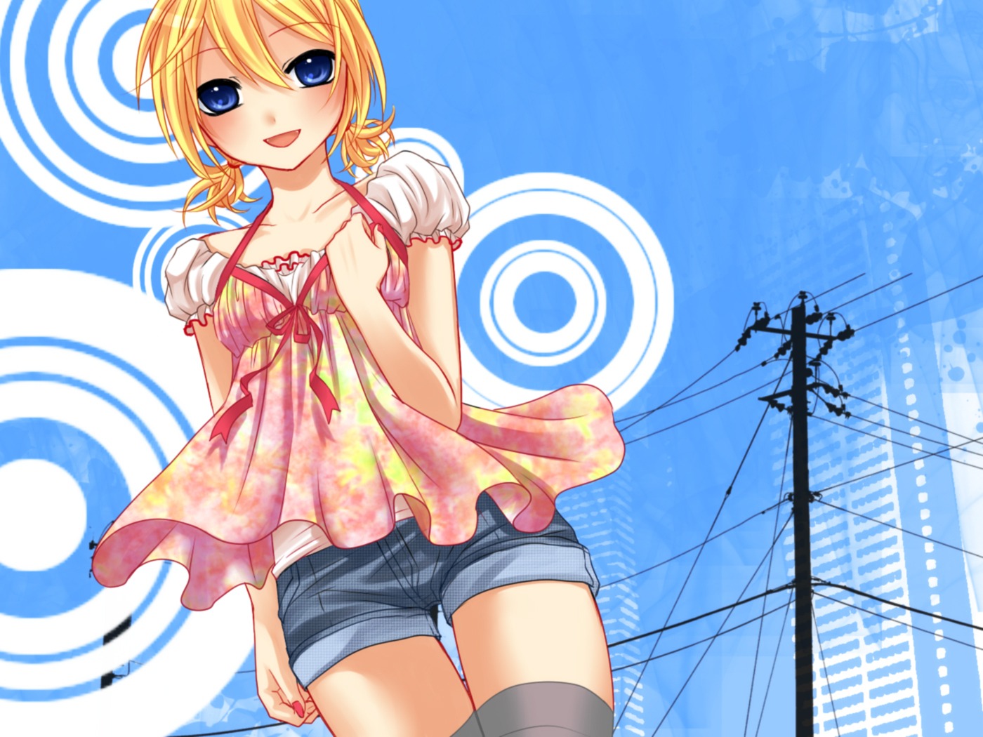 kagamine_rin, thighhighs, vocaloid, wallpaper, yayoi
