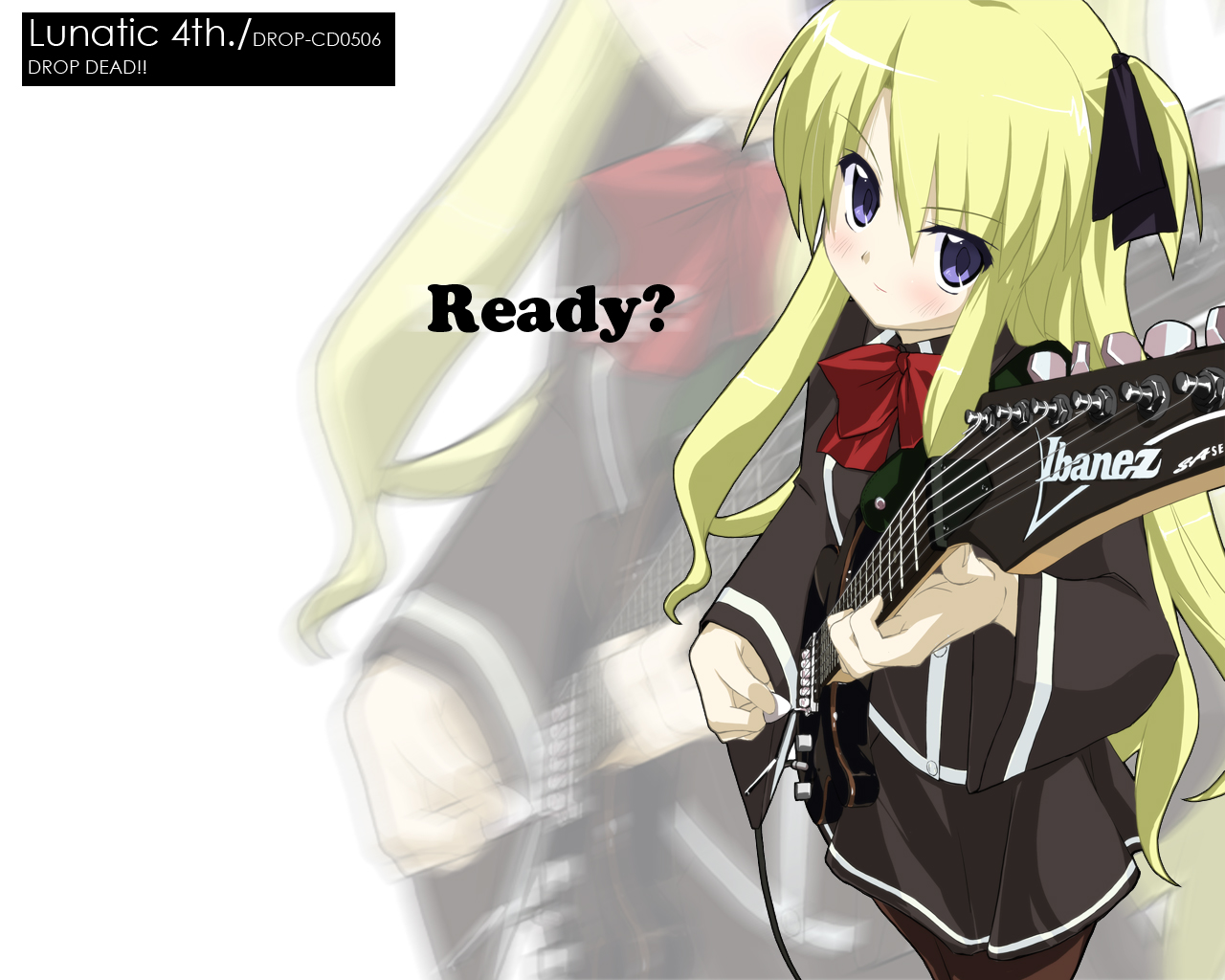 guitar, pantyhose, quiz_magic_academy, seifuku, shalon, wallpaper