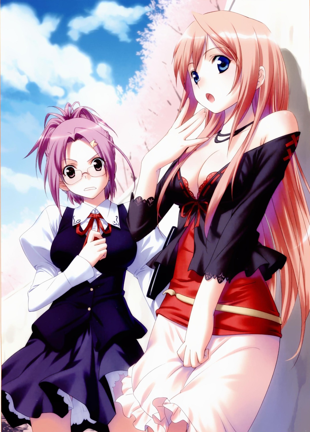 cleavage, double_sensei_life, iizuki_tasuku, kurosaki_shigure, megane, tomiya_natsuki