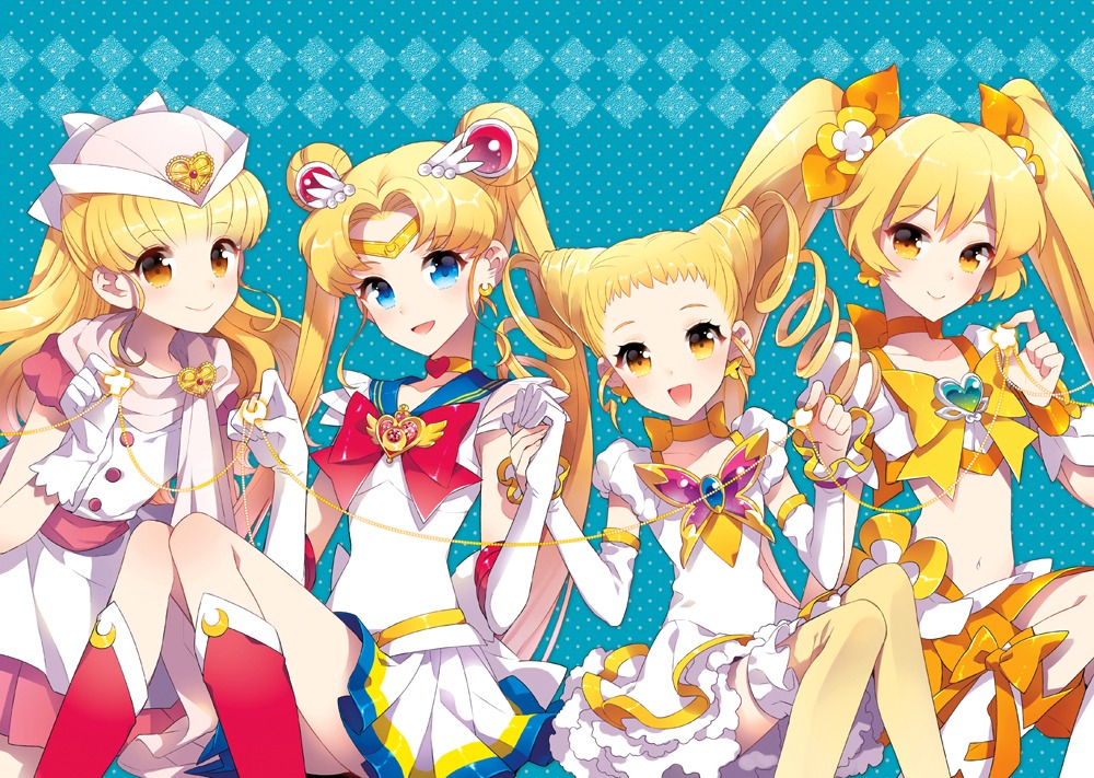bishoujo_senshi_sailor_moon, crossover, heartcatch_precure!, kasugano_urara, moriya_ririka, myoudouin_itsuki, nardack, nurse_angel_ririka_sos, precure, thighhighs, tsukino_usagi, yes!_precure_5