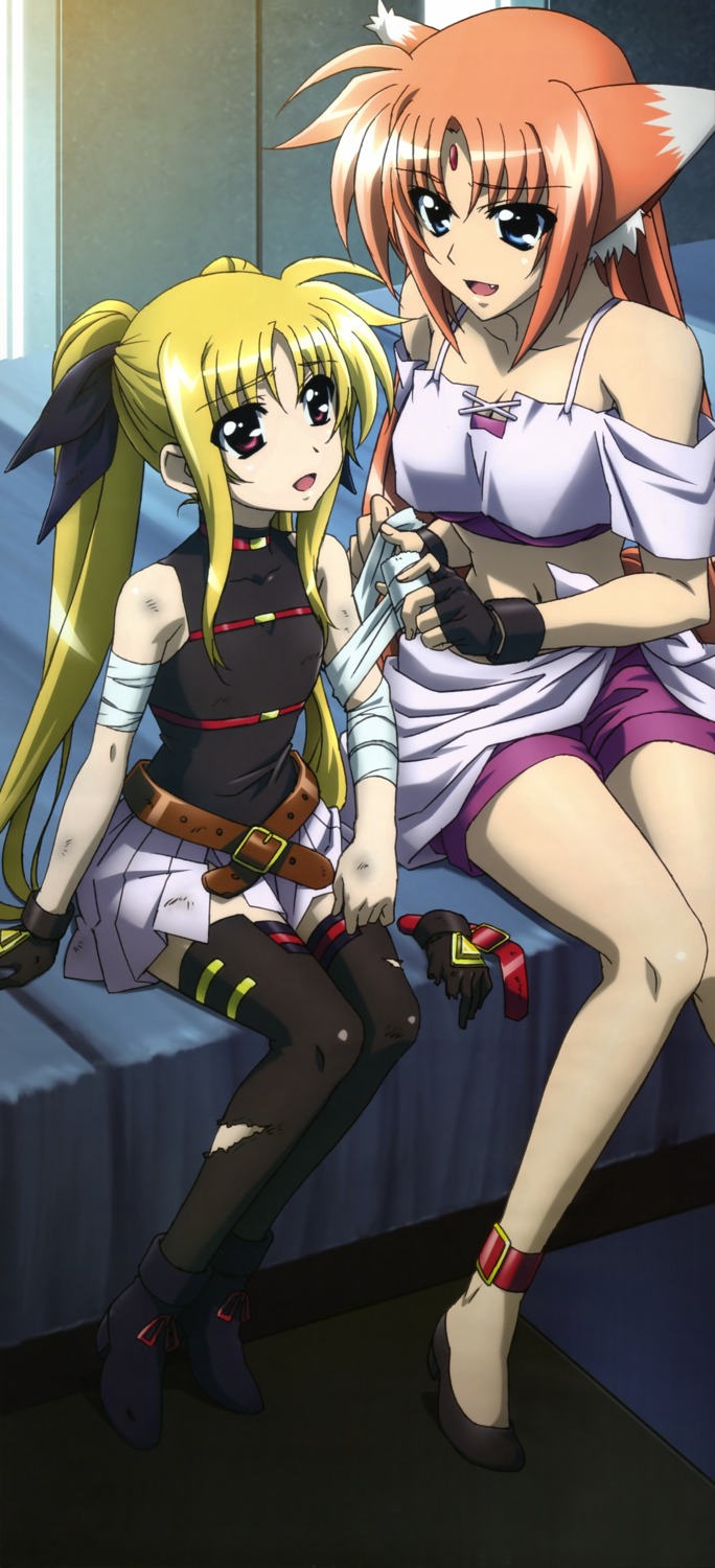animal_ears, arf, bandages, fate_testarossa, hashimoto_takayoshi, mahou_shoujo_lyrical_nanoha, thighhighs, torn_clothes