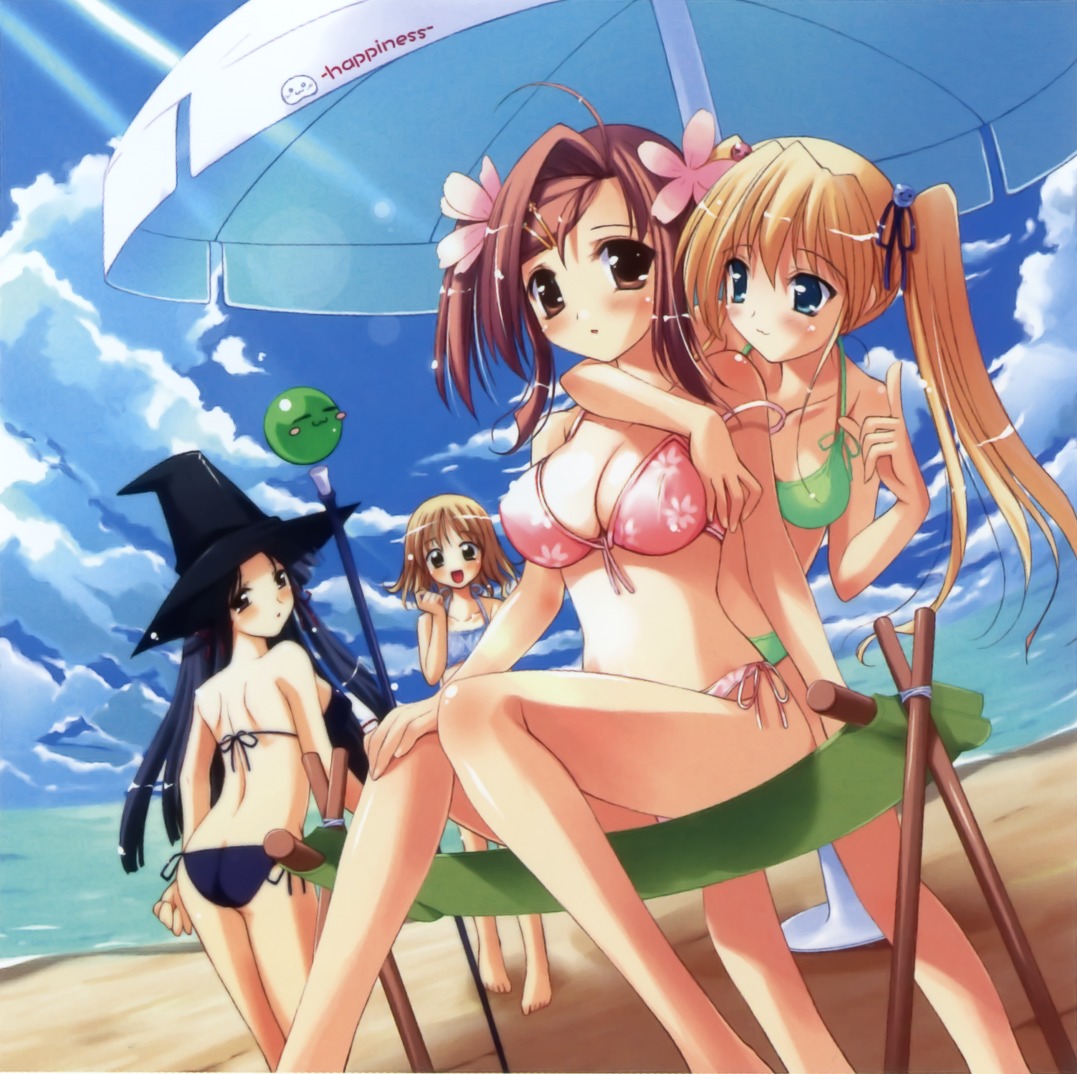 bikini, cleavage, happiness, hiiragi_anri, kamisaka_haruhi, kohinata_sumomo, ko~cha, swimsuits, takamine_koyuki