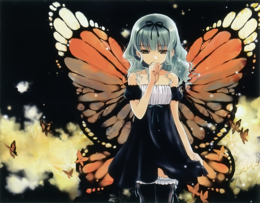 dress, kuramoto_kaya, thighhighs, wings