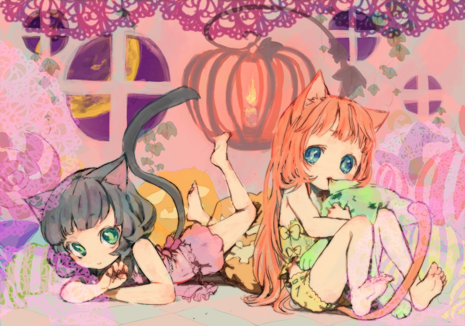 animal_ears, bloomers, lingerie, neko_tani, nekomimi, tail