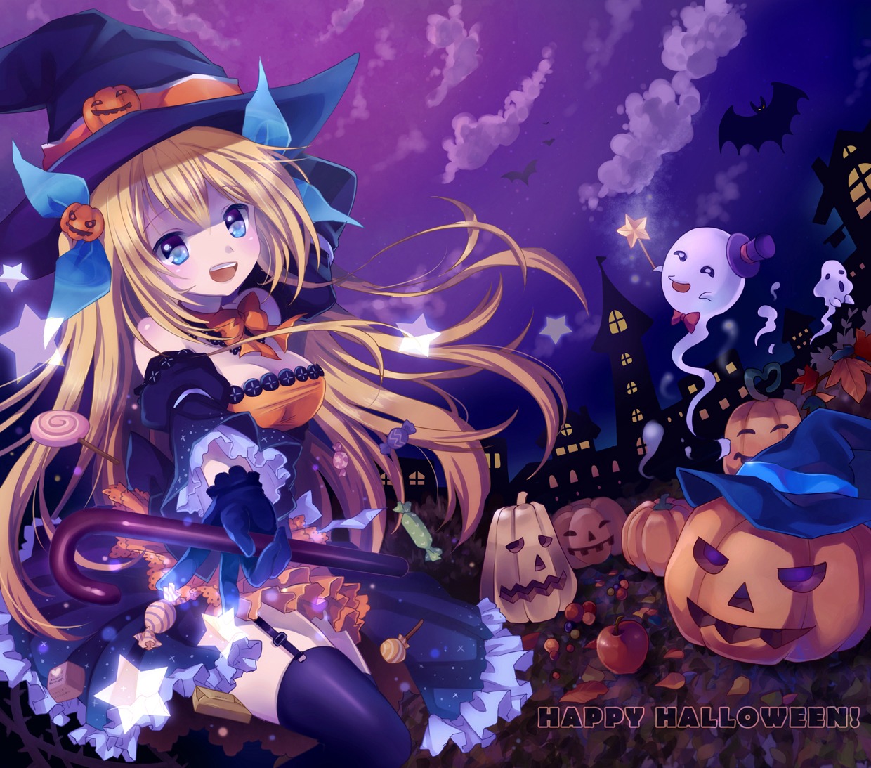 aizawa_hikaru, halloween, mauve, microsoft, stockings, thighhighs, witch