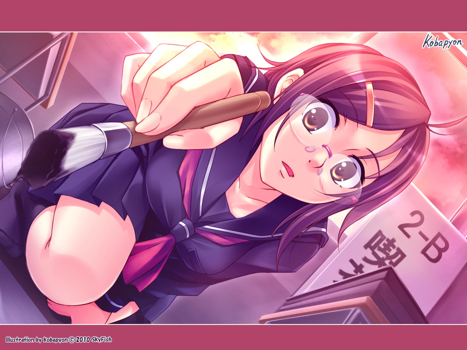 kobapyon, megane, seifuku, skyfish, wallpaper