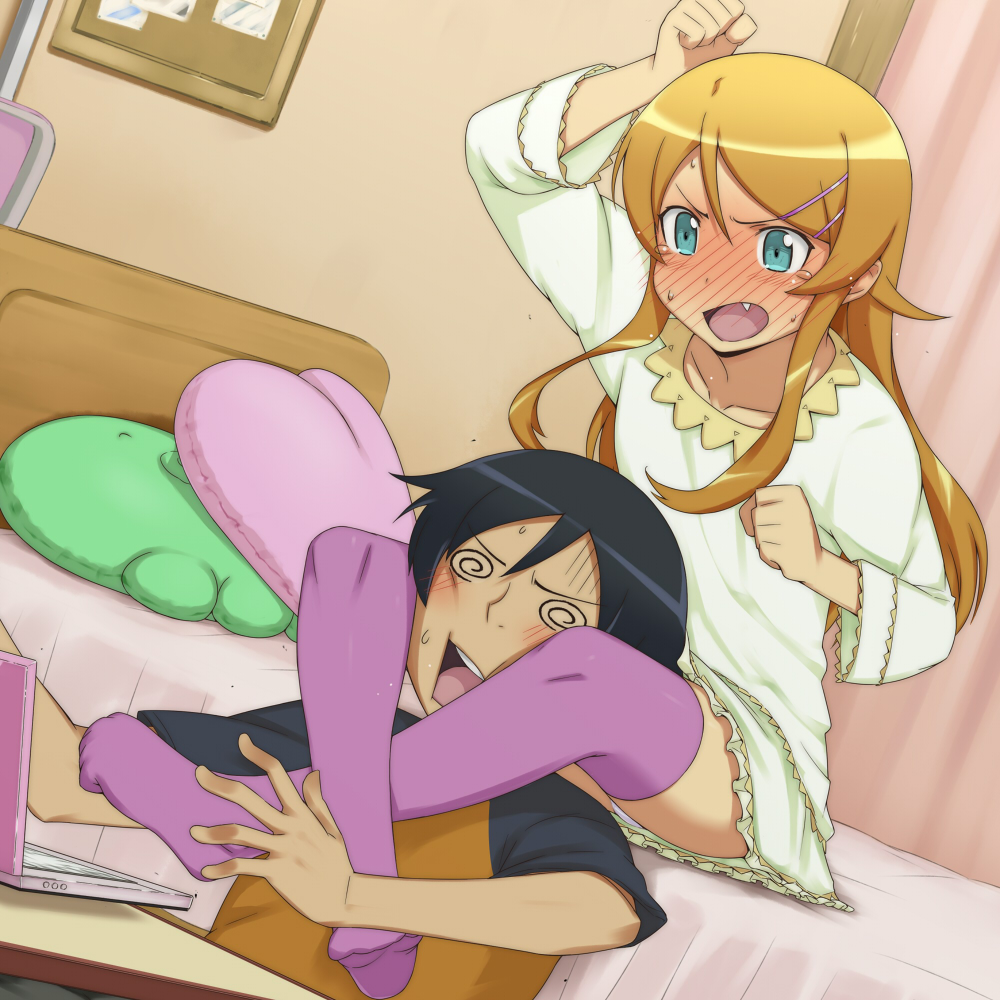 kanna_asuke, kousaka_kirino, kousaka_kyousuke, ore_no_imouto_ga_konnani_kawaii_wake_ga_nai, pantsu, thighhighs