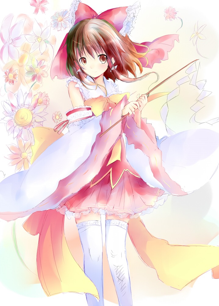 hakurei_reimu, miko, shichinose, thighhighs, touhou