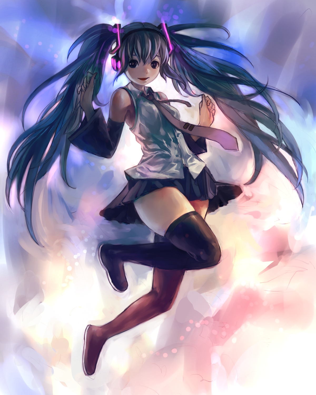 hatsune_miku, thighhighs, vocaloid, zrero