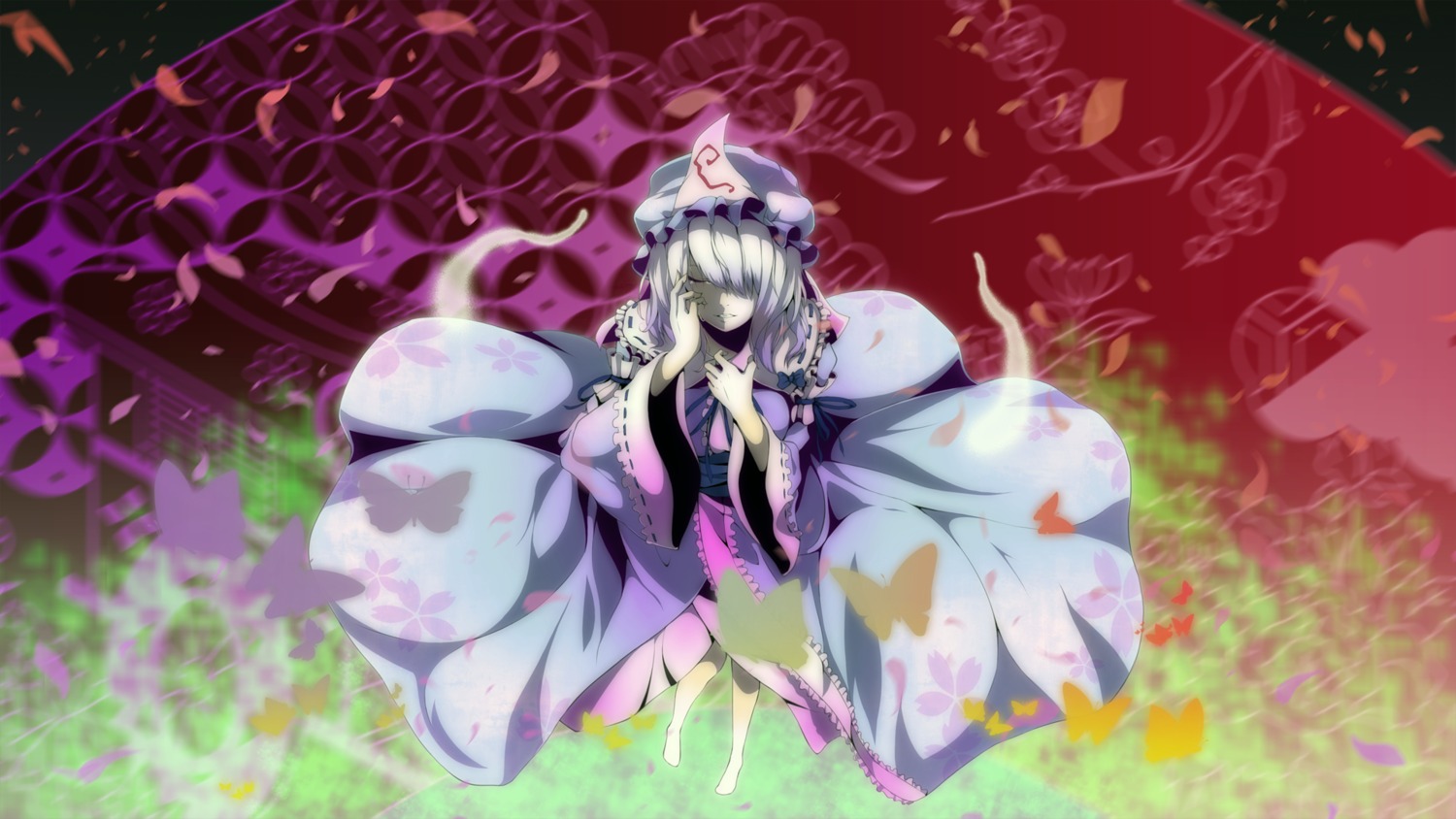 jurakin, saigyouji_yuyuko, touhou, wallpaper