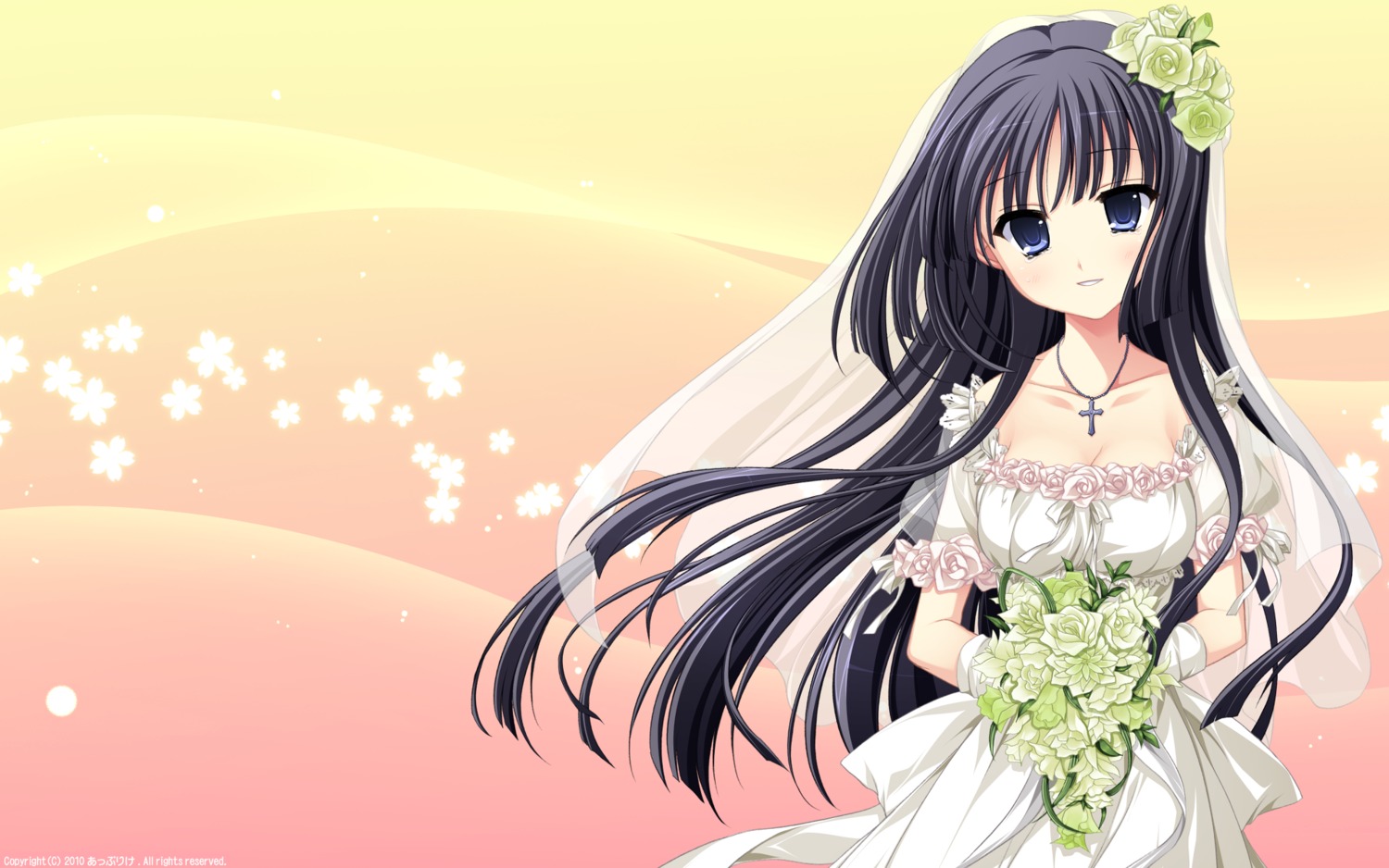 applique, dress, minagami_sakuya, odawara_hakone, tasogare_no_sinsemilla, wallpaper, wedding_dress