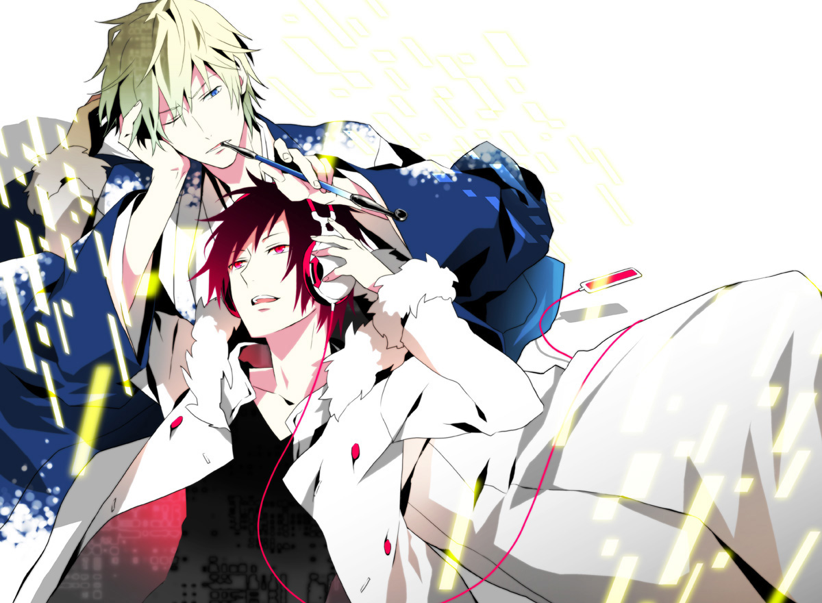 durarara!!, headphones, heiwajima_shizuo, kimono, male, mog, orihara_izaya