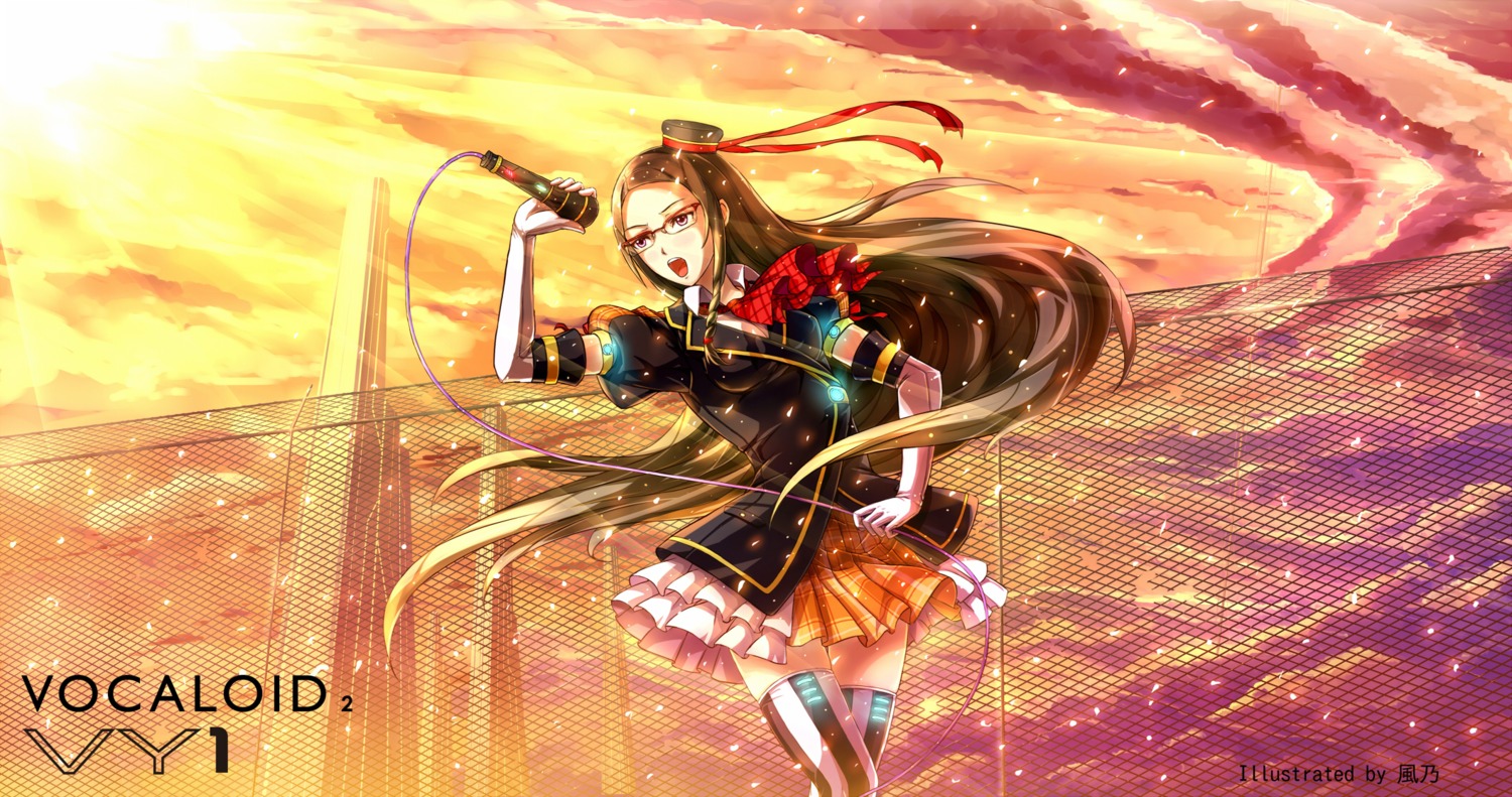 kazeno, megane, mizki, thighhighs, vocaloid
