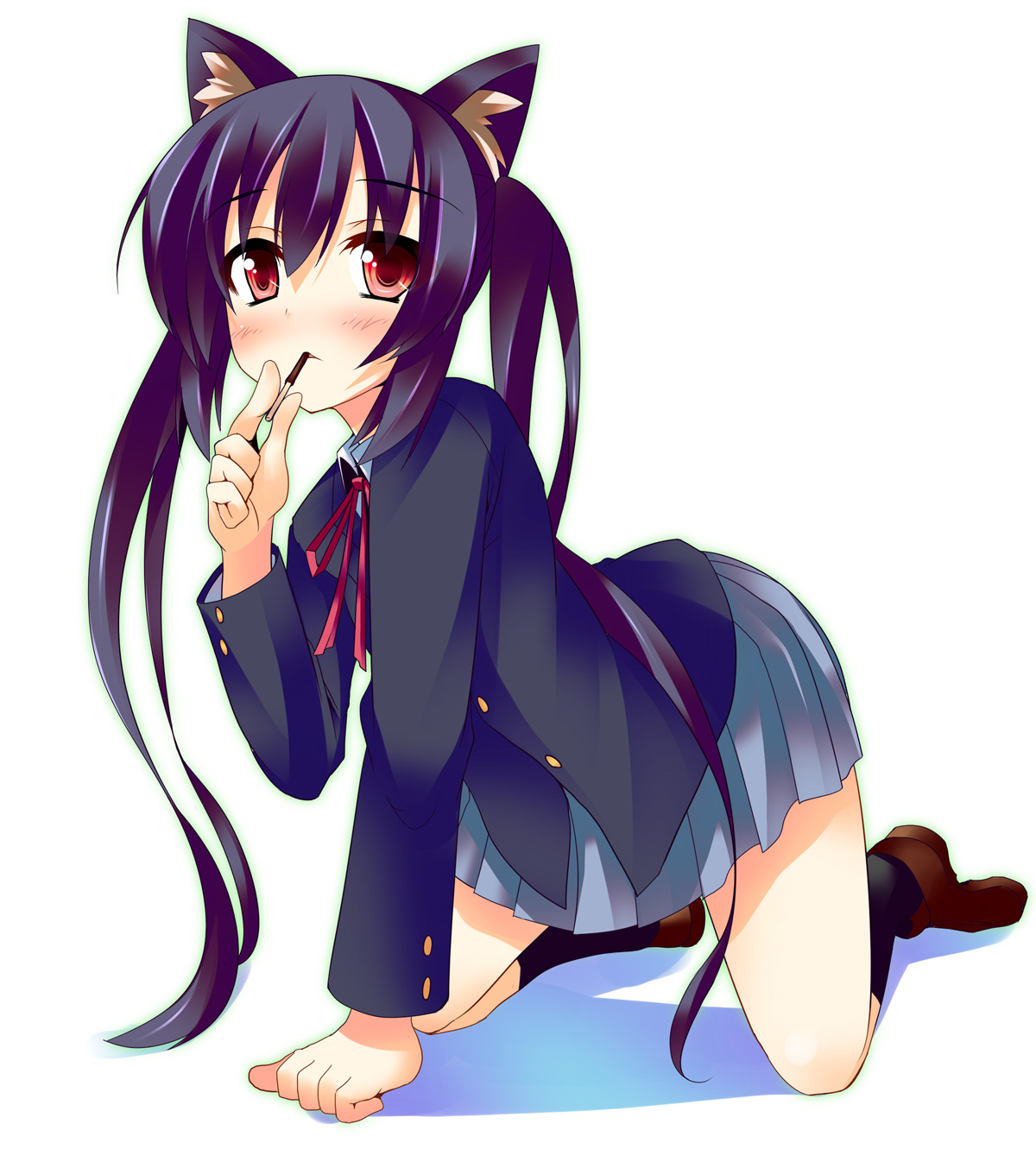 animal_ears, k-on!, nakano_azusa, nana_(artist), nekomimi, seifuku