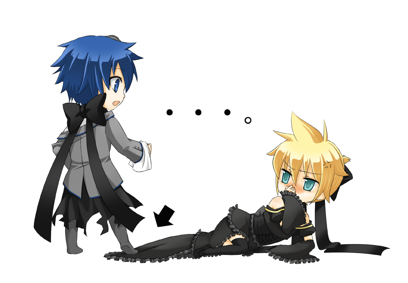 chibi, crossdress, imitation_black_(vocaloid), kagamine_len, kaito, male, shimada_(pretz), vocaloid