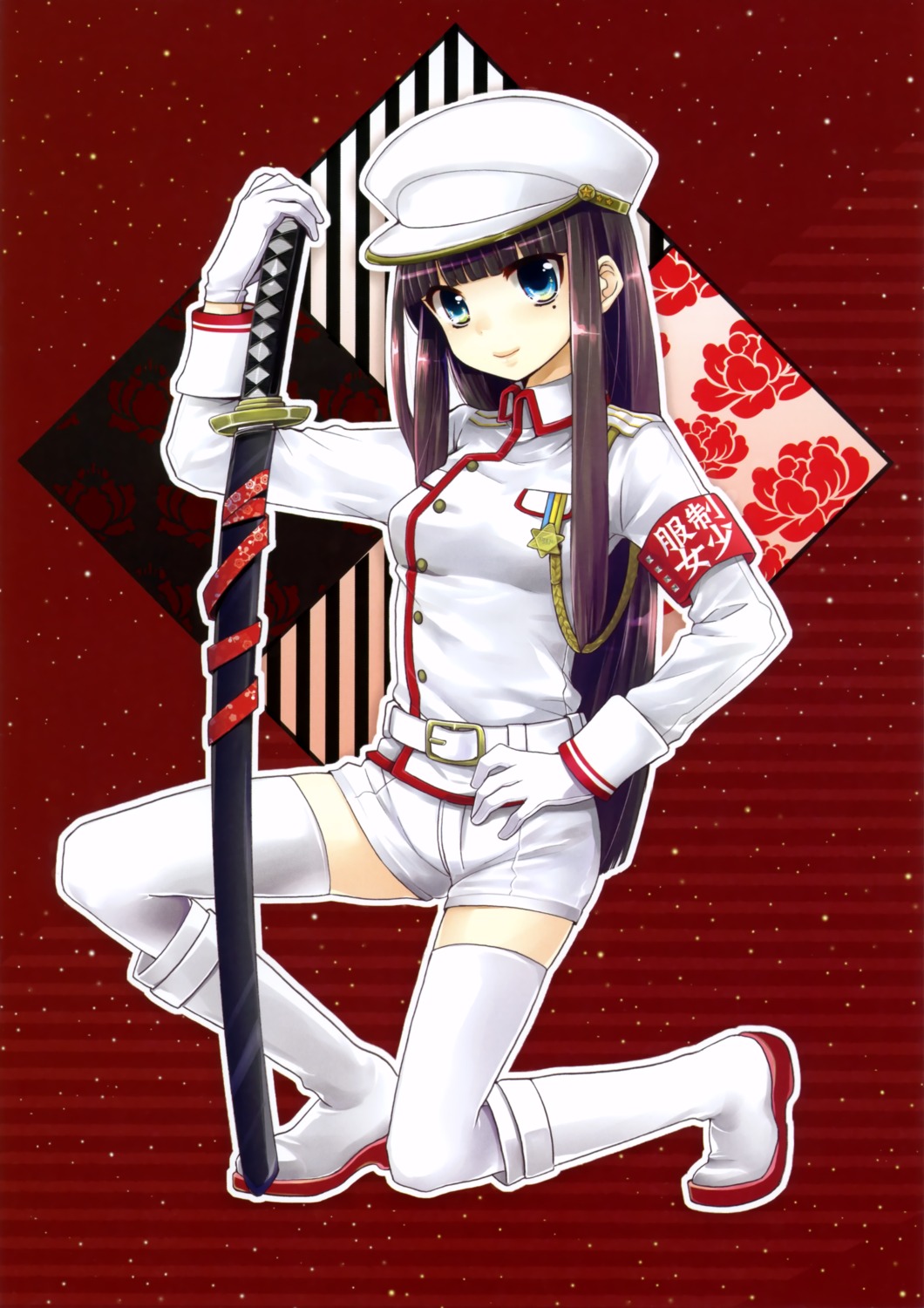hiroichi, picotama, sword, thighhighs, uniform