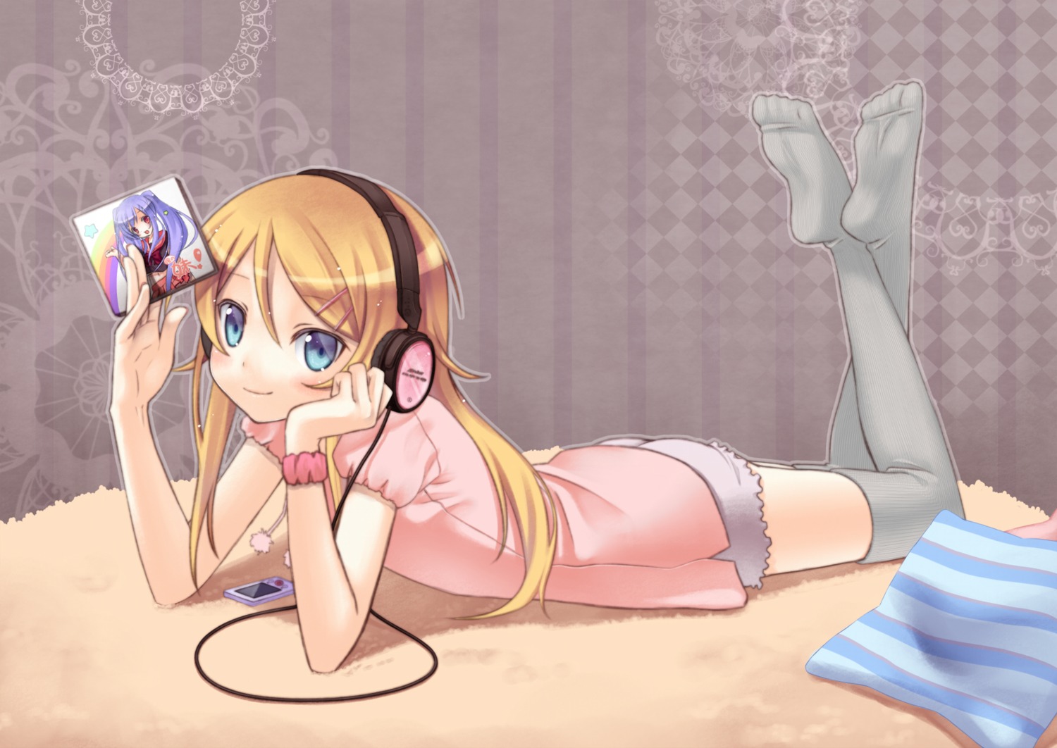 headphones, kousaka_kirino, nana_mikoto, ore_no_imouto_ga_konnani_kawaii_wake_ga_nai, thighhighs
