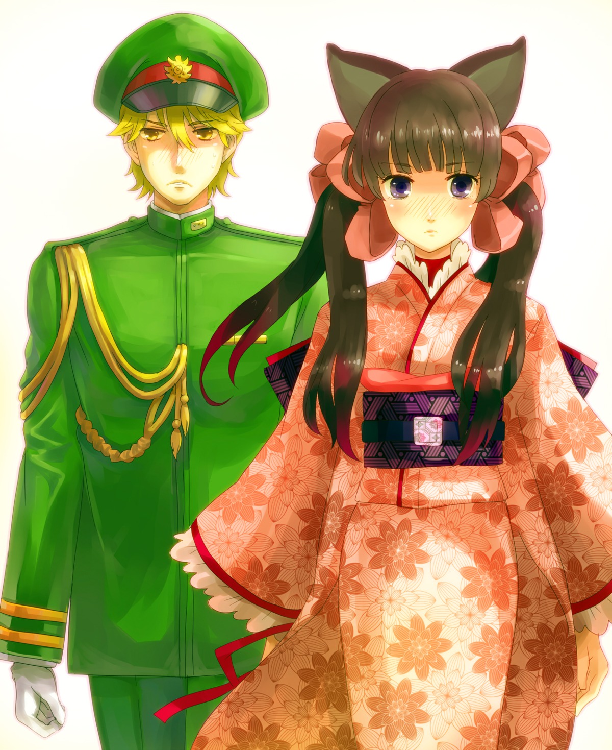 agemaki_kei, animal_ears, kimono, otome_youkai_zakuro, owarine_miku, uniform, zakuro
