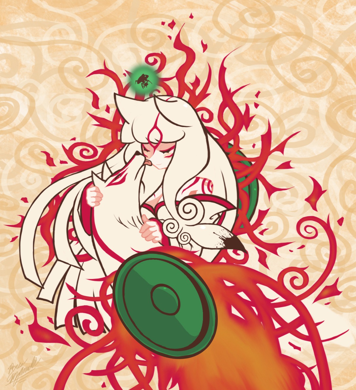 amaterasu, animal_ears, issun, ookami, tagme