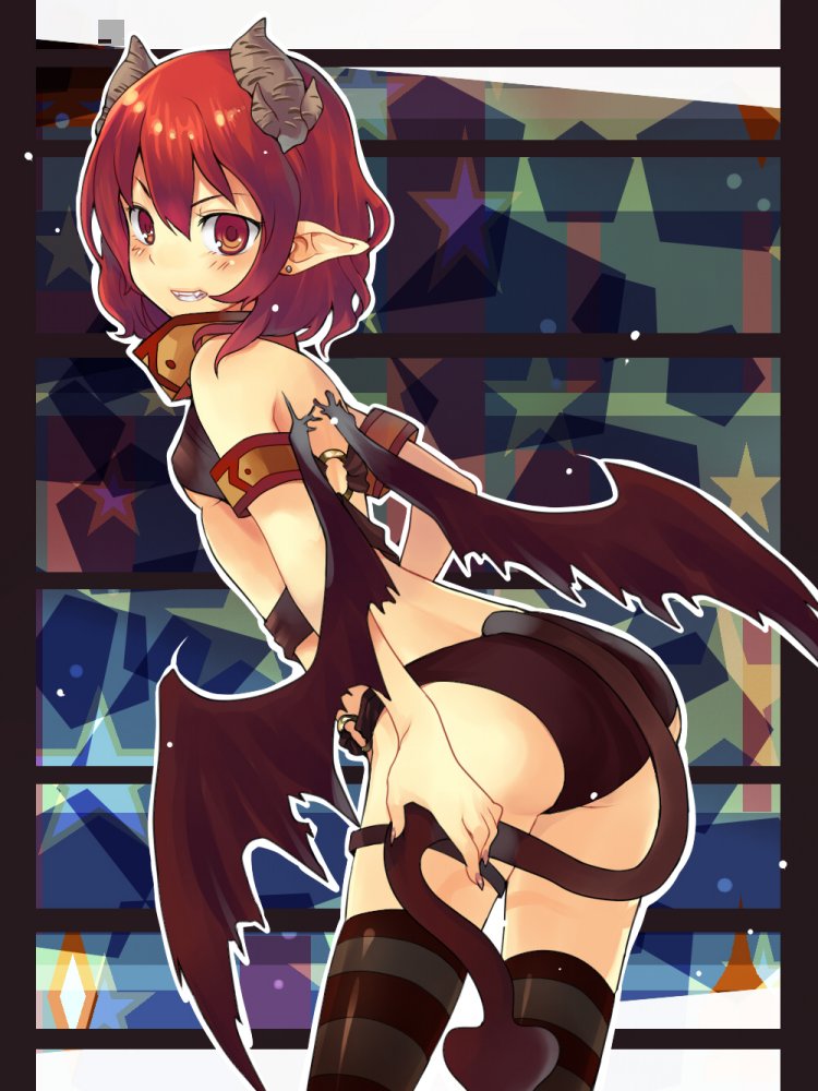 aki, devil, garter, horns, jpeg_artifacts, tail, thighhighs, wings