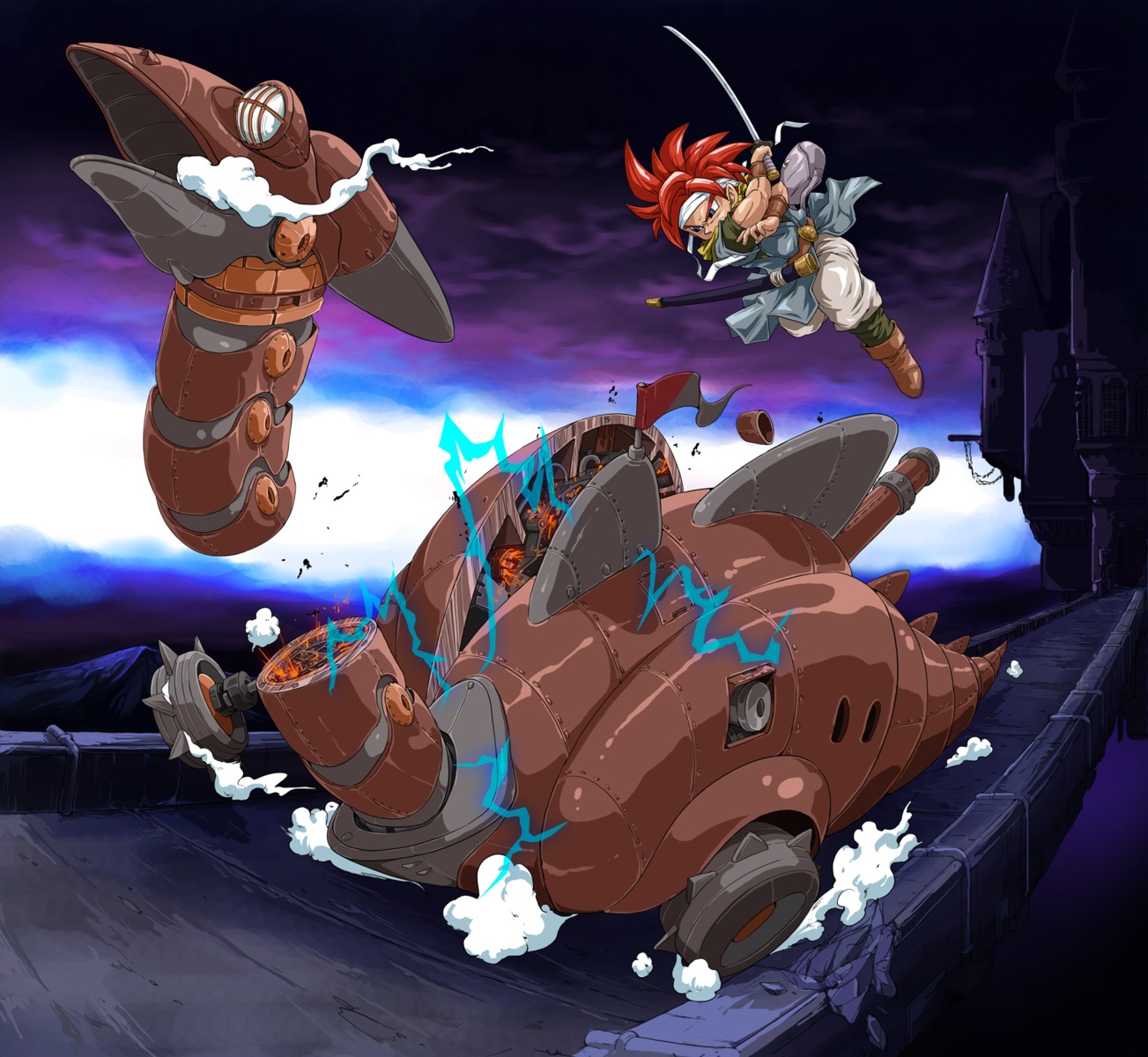 chrono_(chrono_trigger), chrono_trigger, male, redlark, sword