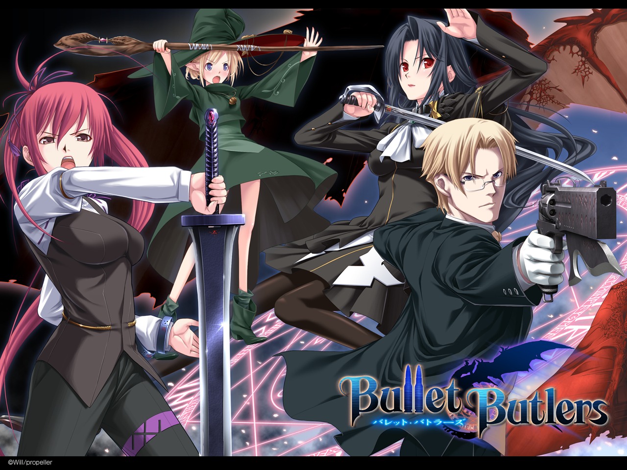 bullet_butlers, chuuou_higashiguchi, dress, elf, gun, lolita_fashion, megane, pantyhose