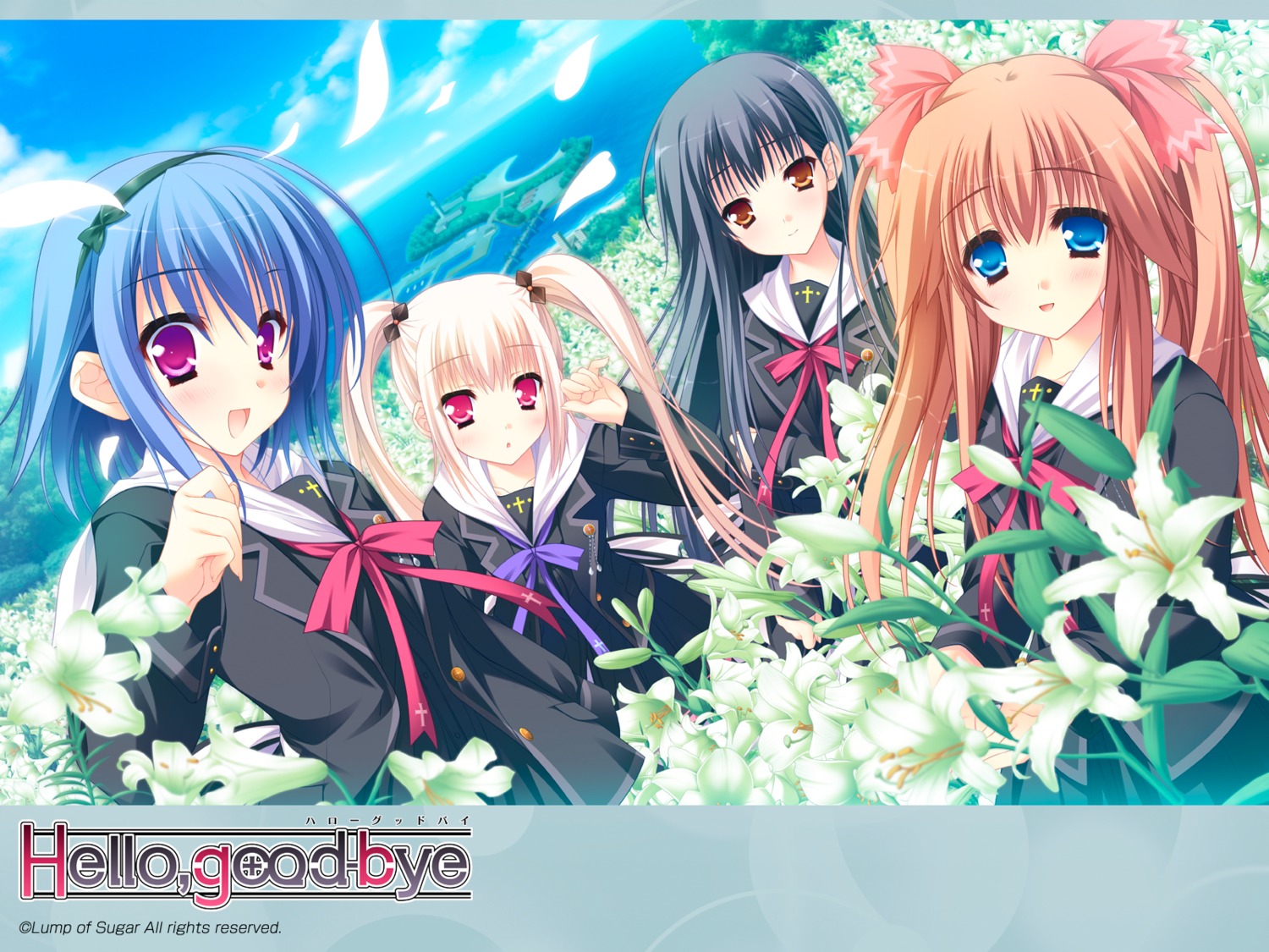 hello_good-bye, hiiragi_koharu, lump_of_sugar, moekibara_fumitake, rindou_natsume, saotome_suguri, seifuku, wallpaper
