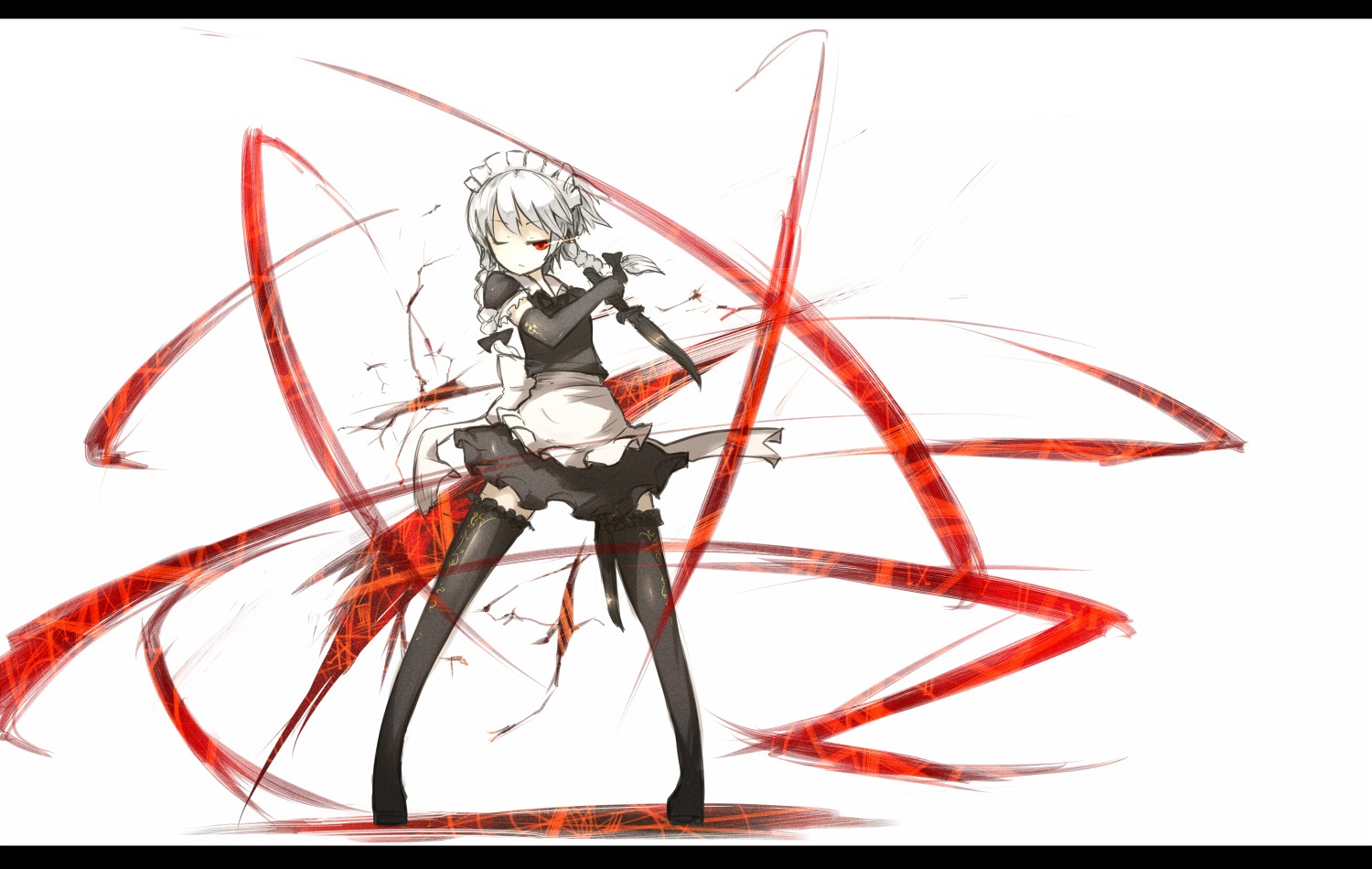 izayoi_sakuya, maid, shirogane_usagi, thighhighs, touhou
