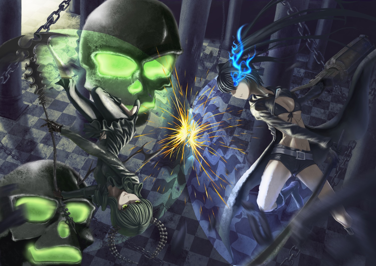 bikini_top, black_rock_shooter, black_rock_shooter_(character), dead_master, swimsuits, vocaloid, wolfedge