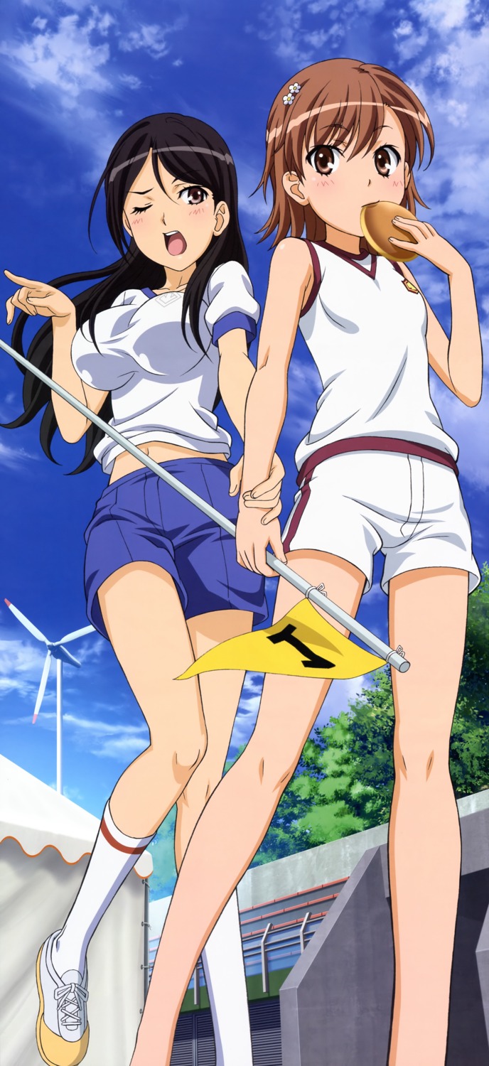 fukiyose_seiri, gym_uniform, misaka_mikoto, shinohara_kenji, toaru_kagaku_no_railgun, toaru_majutsu_no_index