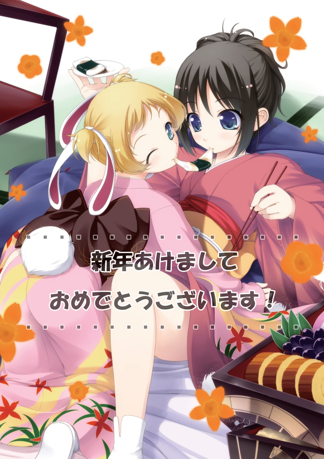 animal_ears, bunny_ears, kazami_haruki, tail, yukata