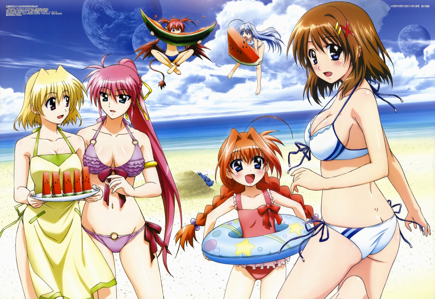 agito, bikini, cleavage, mahou_shoujo_lyrical_nanoha, mahou_shoujo_lyrical_nanoha_strikers, okuda_yasuhiro, reinforce_zwei, shamal, signum, swimsuits, vita, yagami_hayate, zafira