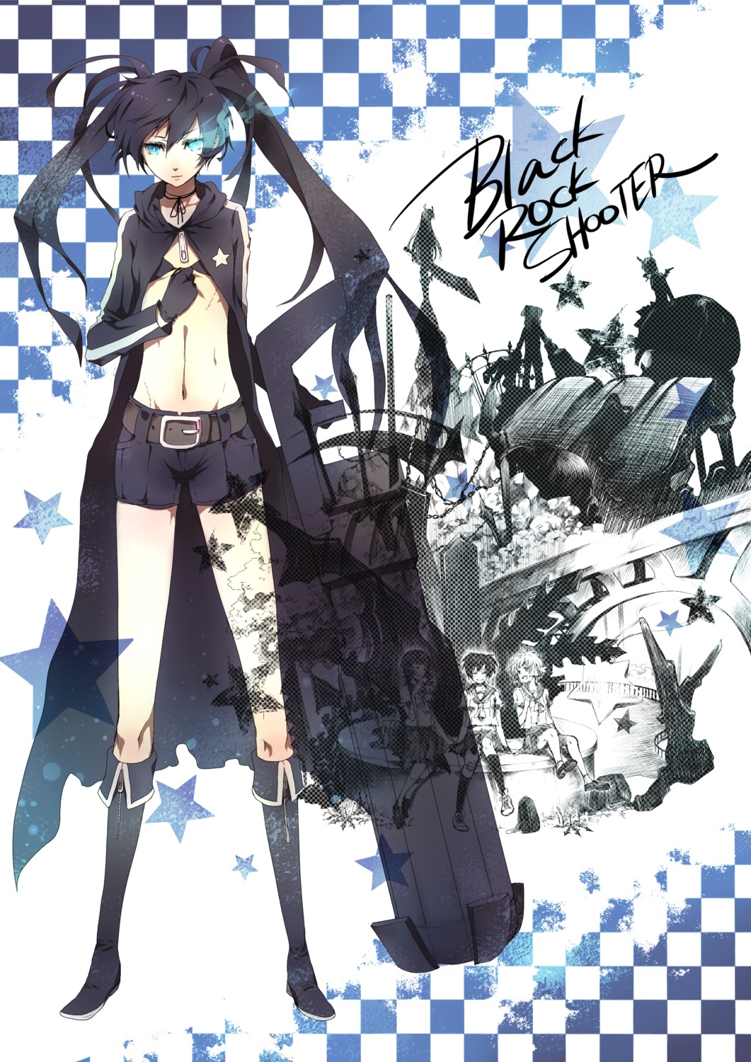 bikini_top, black_rock_shooter, black_rock_shooter_(character), kuroi_mato, senano_yuu, swimsuits, takanashi_yomi, vocaloid, yuu_(black_rock_shooter)