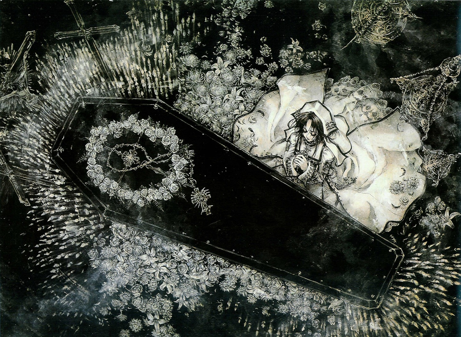 dress, esther_blanchett, monochrome, nun, thores_shibamoto, trinity_blood