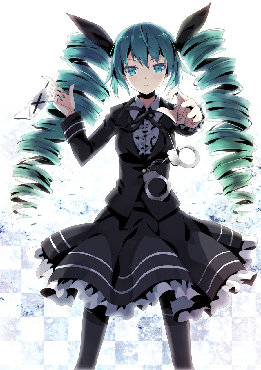 dress, hatsune_miku, himitsu_keisatsu_(vocaloid), nyanya, pantyhose, vocaloid