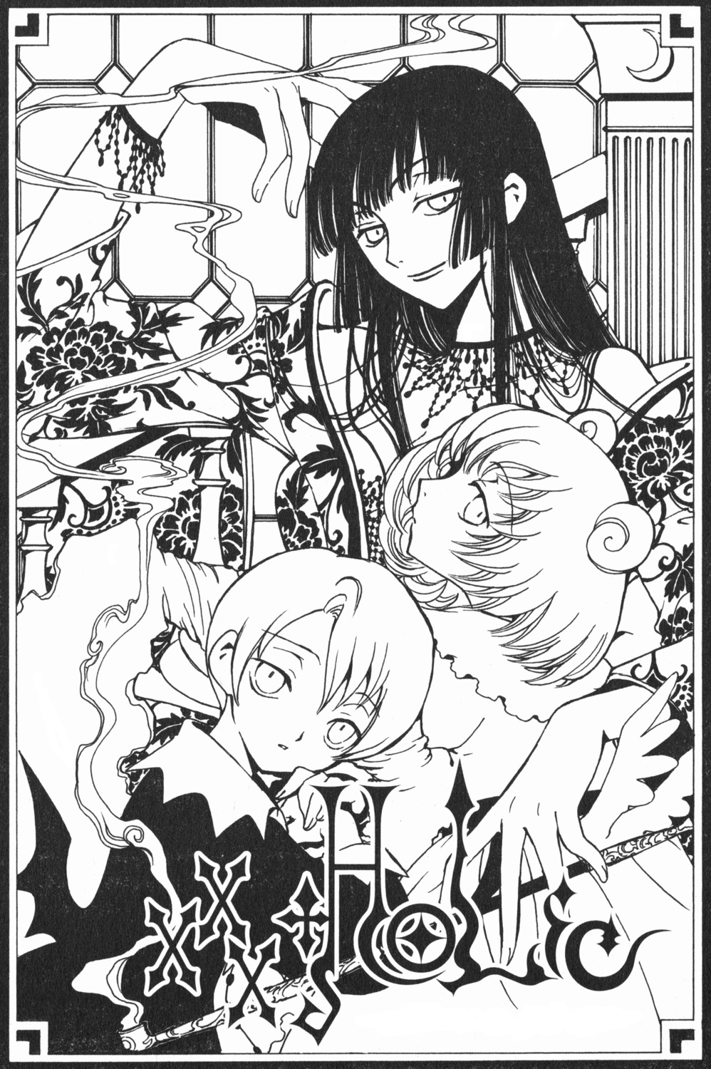 clamp, ichihara_yuuko, marudashi, monochrome, morodashi, xxxholic