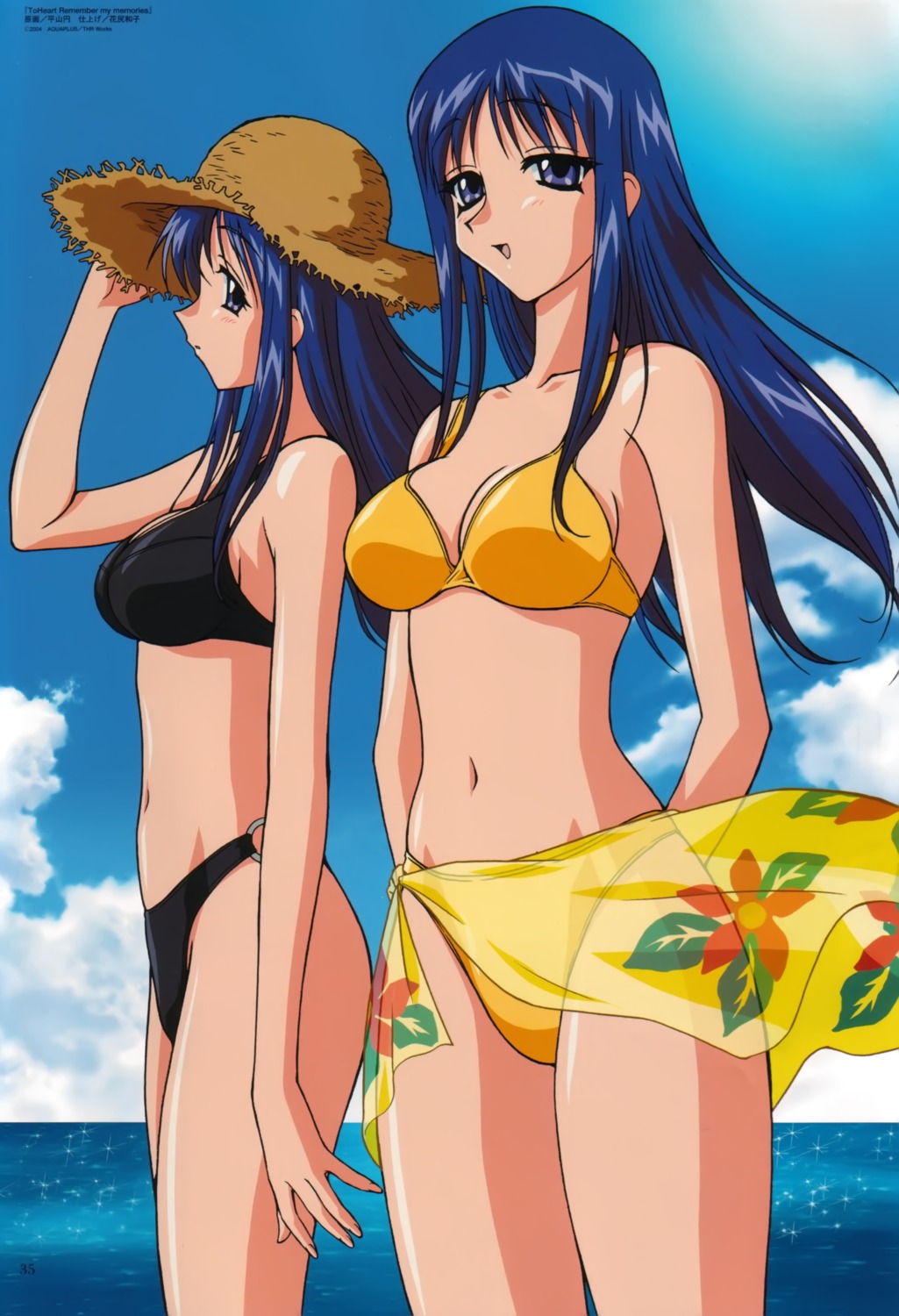 bikini, cleavage, hirayama_madoka, kurusugawa_ayaka, kurusugawa_serika, see_through, swimsuits, to_heart