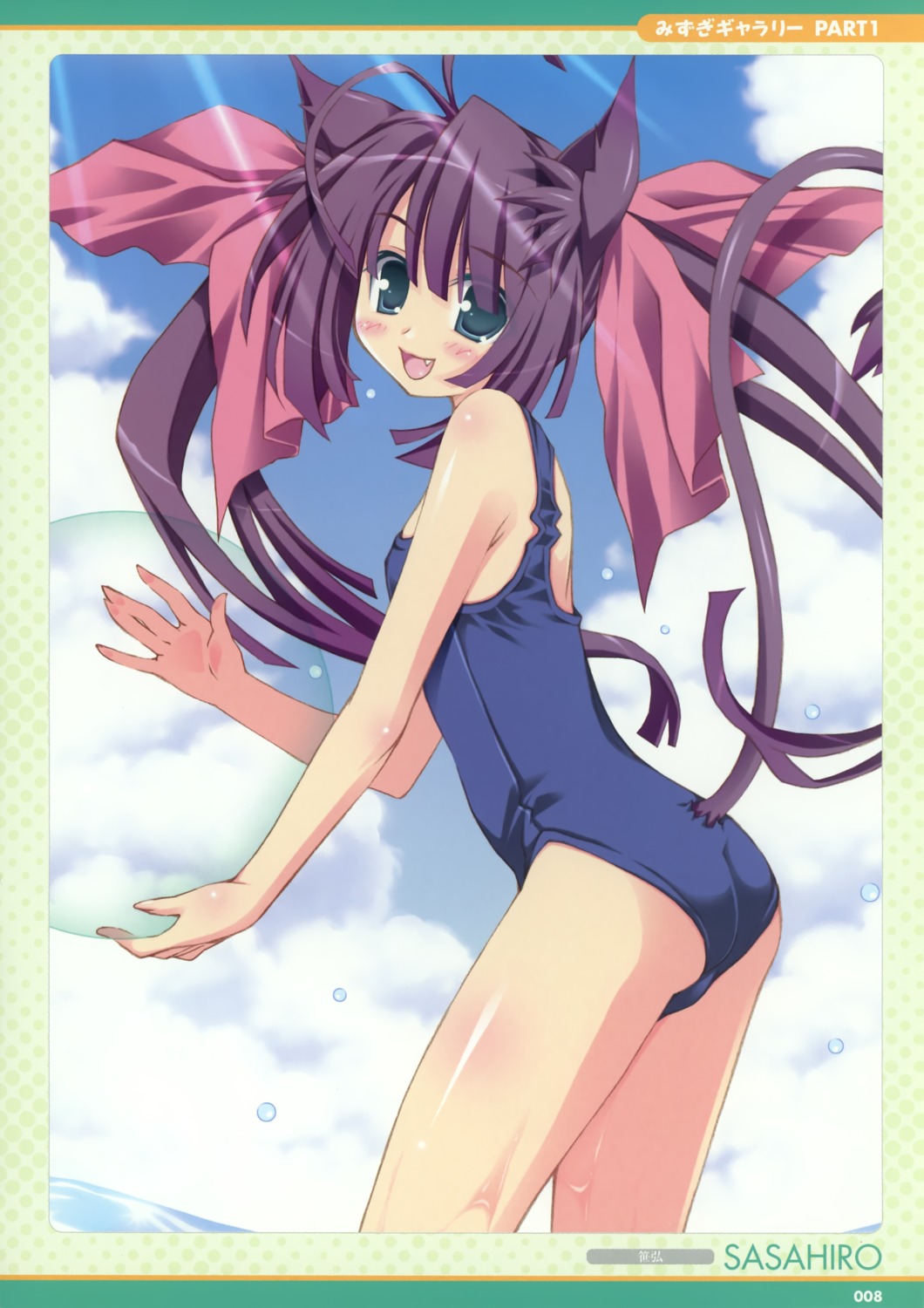 animal_ears, nekomimi, sasahiro, school_swimsuit, swimsuits, tail