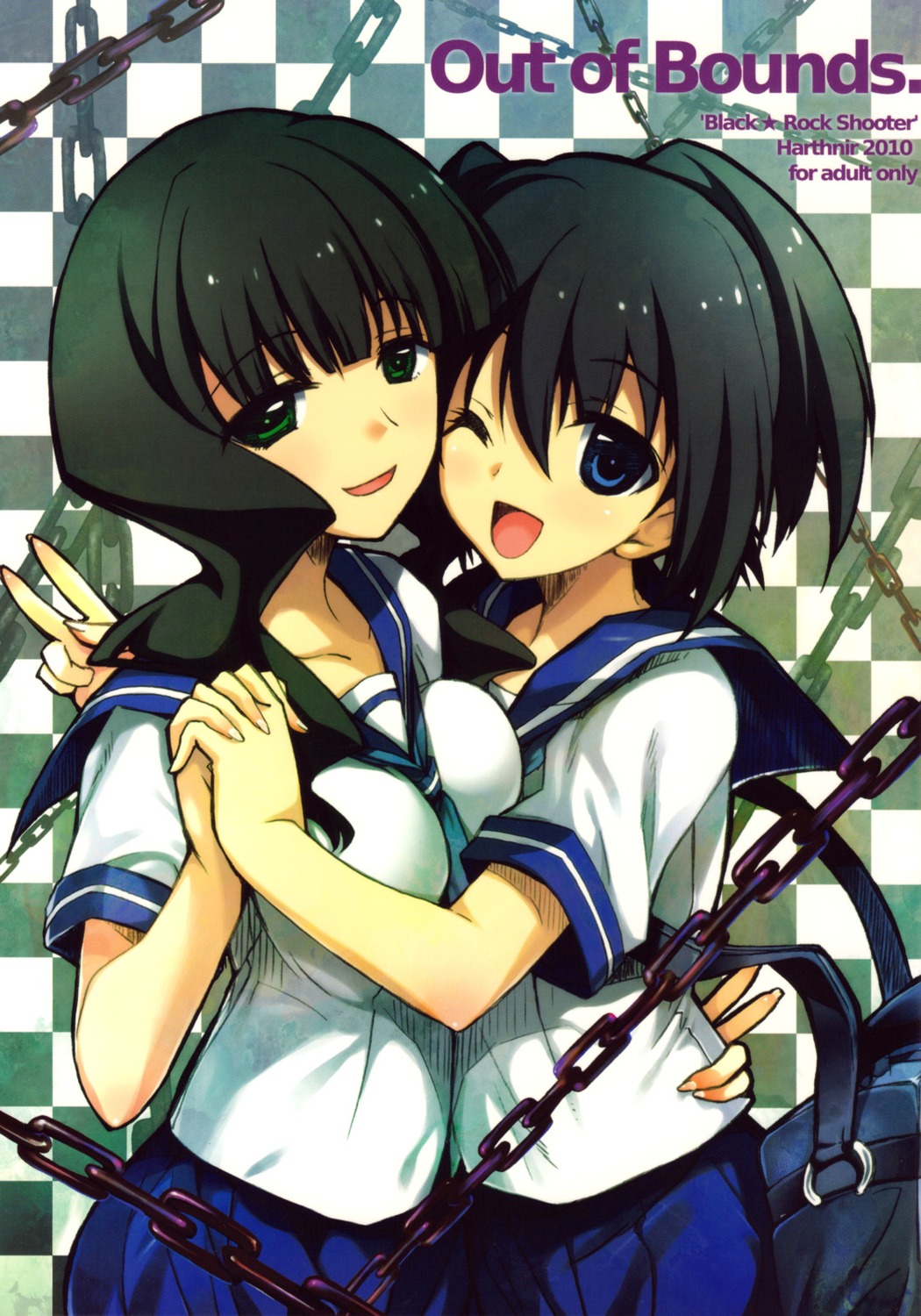 black_rock_shooter, harthnir, kuroi_mato, misakura_nankotsu, seifuku, takanashi_yomi, vocaloid