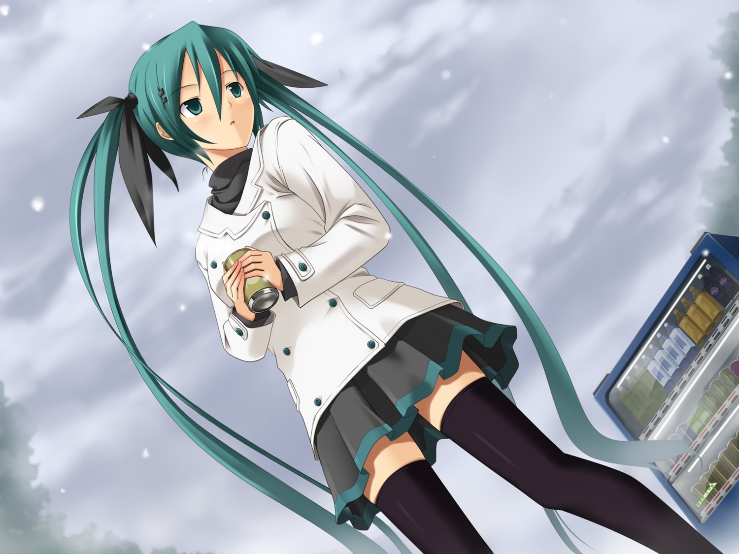 hatsune_miku, koikeya, thighhighs, vocaloid, wallpaper
