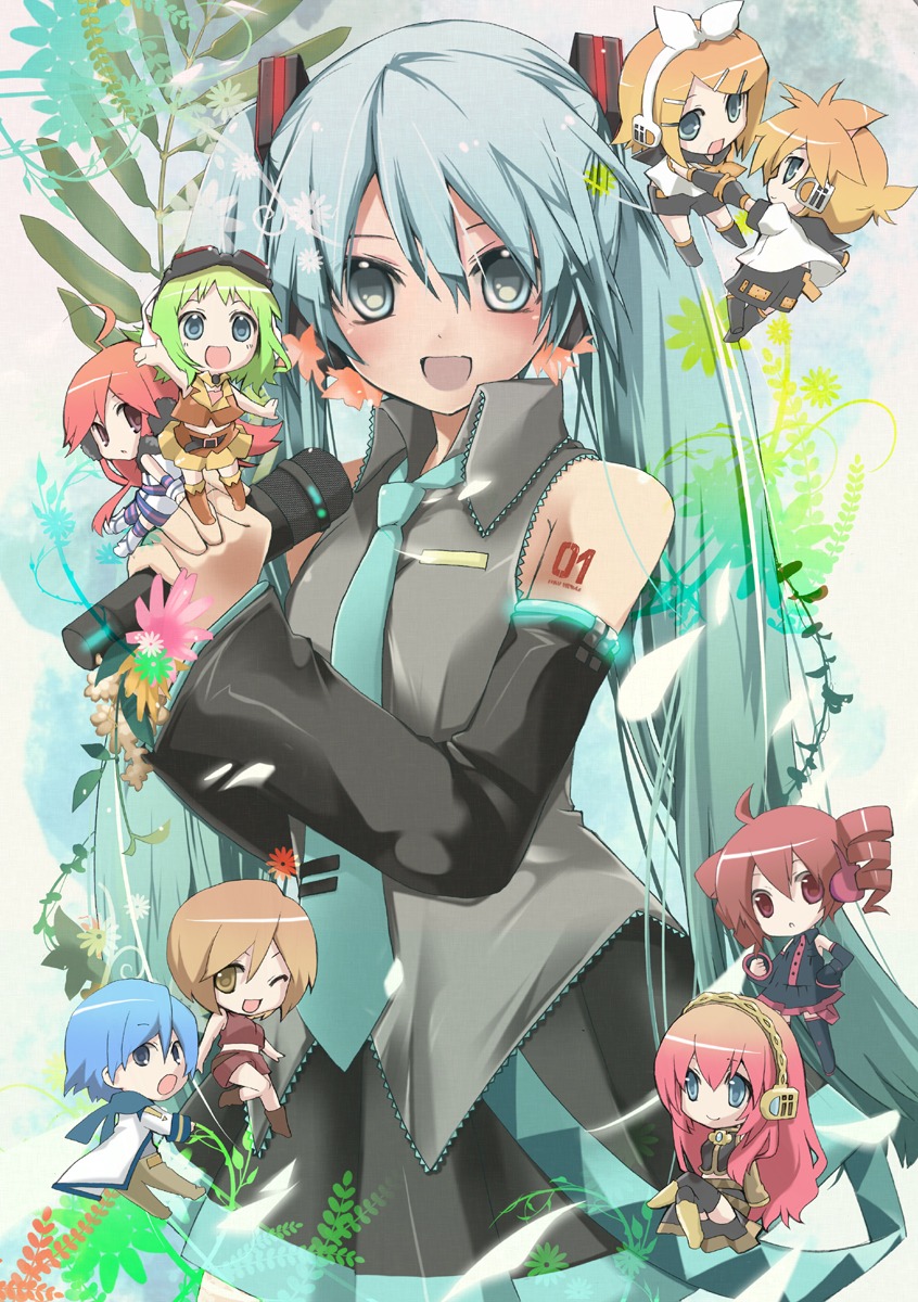 chibi, gumi, hatsune_miku, hekicha, kagamine_len, kagamine_rin, kaito, kasane_teto